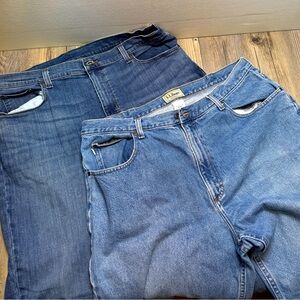 Lot Of 2 LL Bean Standard & Natural Fit Men’s Denim Jeans Straight Leg Sz 40x34